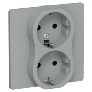 FLITE Розетка 2-местная с заземлением без защитных шторок безвинтовое крепление 16А в сборе РС12-1-К-ФлС серый IEK
