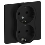 FLITE Розетка 2-местная с заземлением без защитных шторок безвинтовое крепление 16А в сборе РС12-1-К-ФлЧ черный IEK