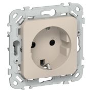 FLITE Розетка с заземлением с защитными шторками безвинтовое крепление 16А РСш11-1-ФлЛ льняной IEK