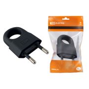 Вилка без заземления с кольцом черная 10А 250В (евровилка CEE 7/16)