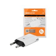 Вилка без заземления белая 10А 250В (евровилка CEE 7/16) угловой вывод проводника