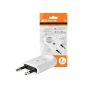 Вилка без заземления с кольцом белая 10А 250В (евровилка CEE 7/16)