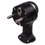 Вилка круглая плоская с кольцом черная 16А 250В TDM