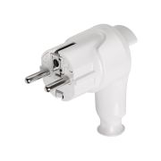 Вилка угловая c/з белая с кнопкой извлечения из сети 16А 250В TDM