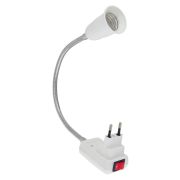 Переходник вилка-Е27 гибкий 300 мм с выключателем белый