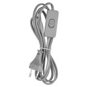 Шнур с выключателем и плоской вилкой ШУ01В ШВВП 2х0,75мм2 2м. серебр. металлик TDM