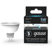 Лампа светодиодная LED 5 Вт 530 лм 4100К софит MR16 нейтральный GU5.3 AC 220В диммируемая Black