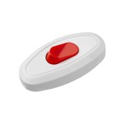 Выключатель на шнур 6А 250В белый с красной кнопкой TDM