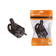 Вилка угловая с ушком с заземлением черная 16А 250В