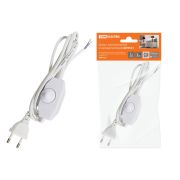 Шнур с плоской вилкой и светорегулятором ШУ05С1 (200Вт, RL) ШВВП 2х0,75мм2 2м. белый TDM