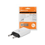 Вилка без заземления белая 10А 250В (евровилка CEE 7/16) прямой вывод проводника