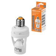 Датчик движения в патрон ДДПт-01, мощность 60 Вт, время отключения от 10 до 300 секунд, дальность обнаружения 6 метров, чувствительность от 3 Лк, угол обзора 120 градусов сбоку и 360 градусов сверху, степень защиты IP20