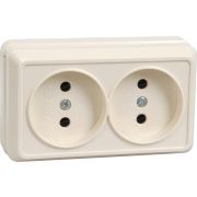 Розетка 2-м ОП Октава 10А IP20 без заземл. крем. GENERICA ERO20-K33-10-DC