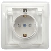 Розетка 1-м СП Кварта РСбш10-3-ККБ-44 16А IP44 с заземл. защ. шторки с крышкой керамика бел. GENERICA ERK70-K01-10-DM-44