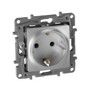 Розетка 1-м СП Etika 16А IP20 250В 2P+E с заземл. немецк. стандарт винтов. клеммы механизм алюм. IEK 672421