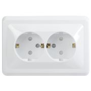 Розетка 2-м СП Вега РСш12-3-ВБ с заземл. контактом и защ. штор 16А бел. GENERICA ERV24-K01-16-DM