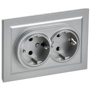 Розетка 2-м СП BRITE РС12-3-БрА 16А в сборе с заземл. без защ. шторок алюм. IEK BR-R21-16-K47-F