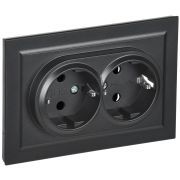 Розетка 2-м СП BRITE РС12-3-БрЧ 16А в сборе с заземл. без защ. шторок черн. IEK BR-R21-16-K02-F