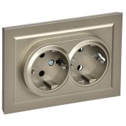 Розетка 2-м СП BRITE РС12-3-БрШ 16А в сборе с заземл. без защ. шторок шампань IEK BR-R21-16-K37-F