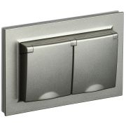 Розетка 2-м СП BRITE РСбш12-3-44-БрШ 16А в сборе IP44 с крышкой шампань IEK BR-R26-16-44-K37-F