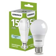 Лампа светодиодная A60 15Вт грушевидная 6500К E27 230В GENERICA LL-A60-15-230-65-E27-G