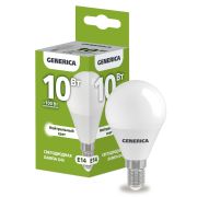 Лампа светодиодная G45 10Вт шар 4000К E14 230В GENERICA LL-G45-10-230-40-E14-G